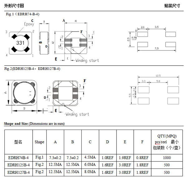 貼片共模電感示意圖